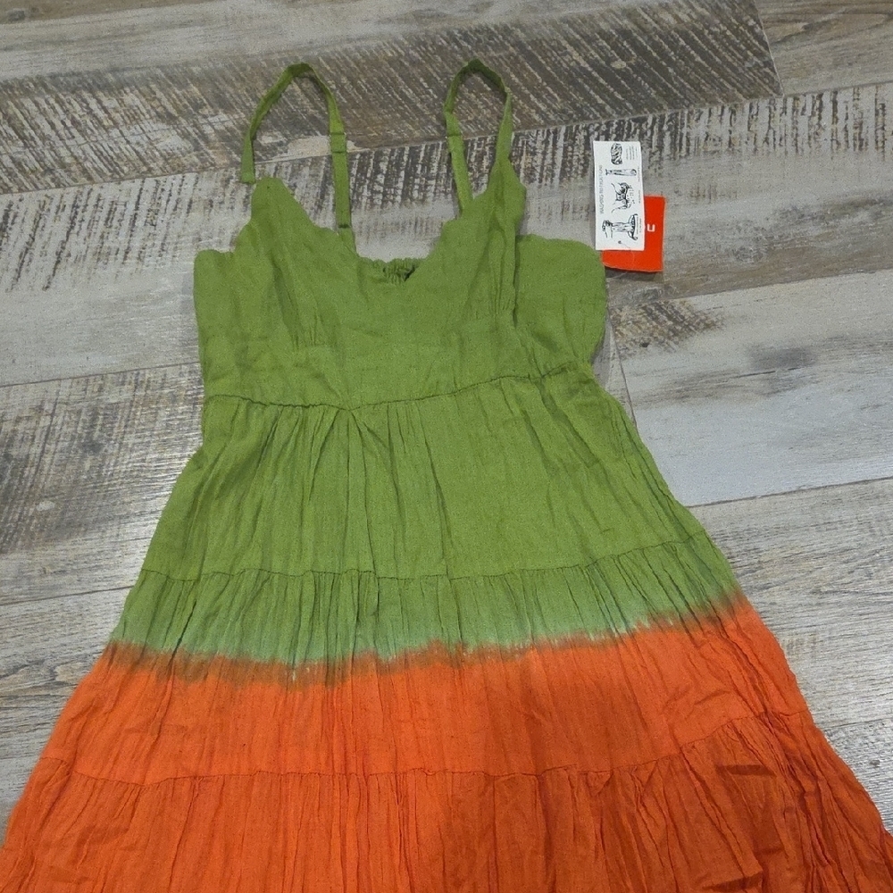 Green and Orange Tiered Maxi Sundress - Picture 3 of 13